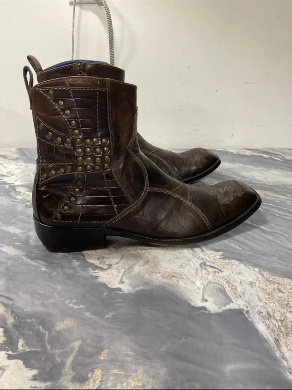 Mark Nason Zipper Leather Dragon Boots Made in Italy size 11 - Picture 2 of 13